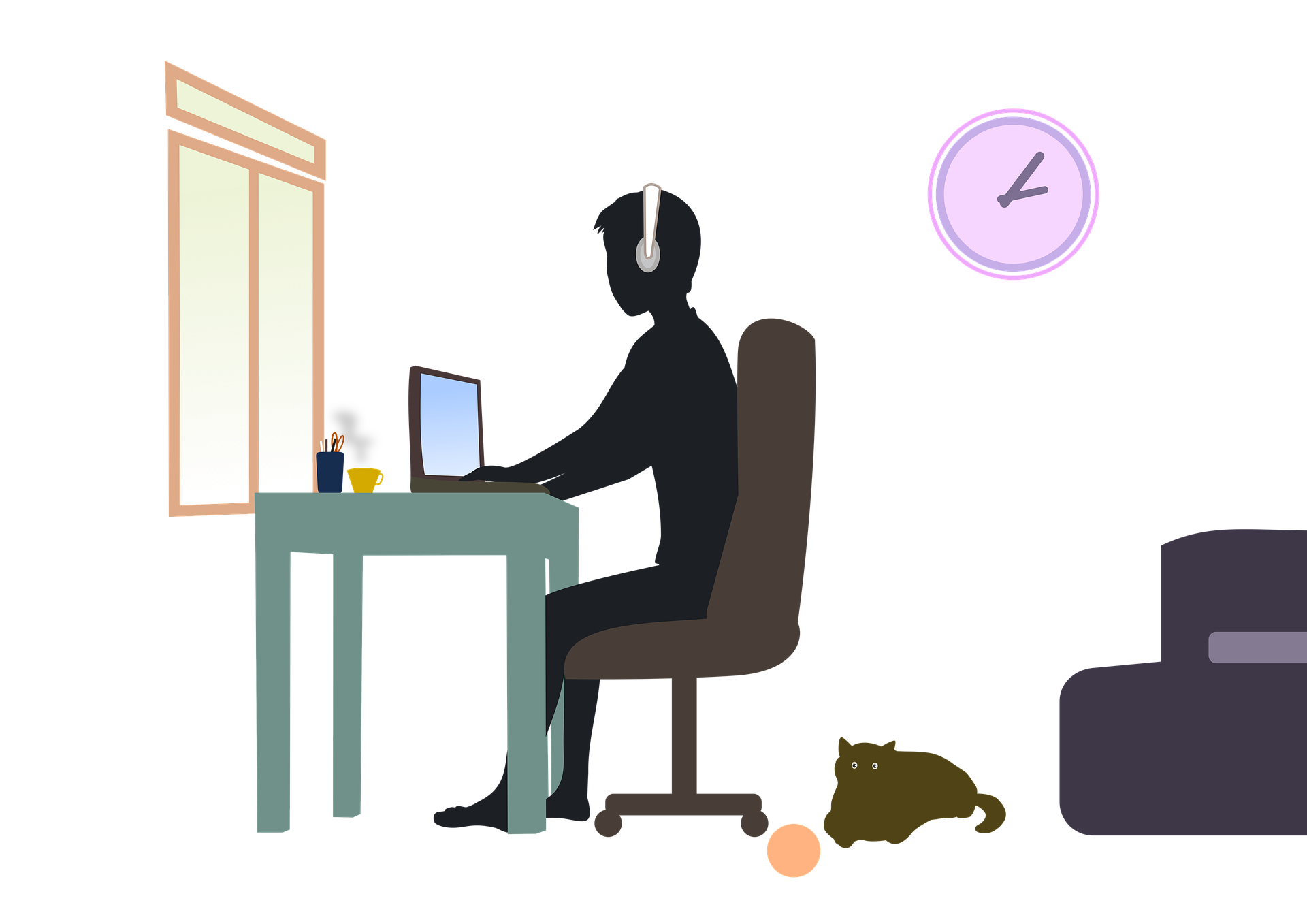 Working from home with cat